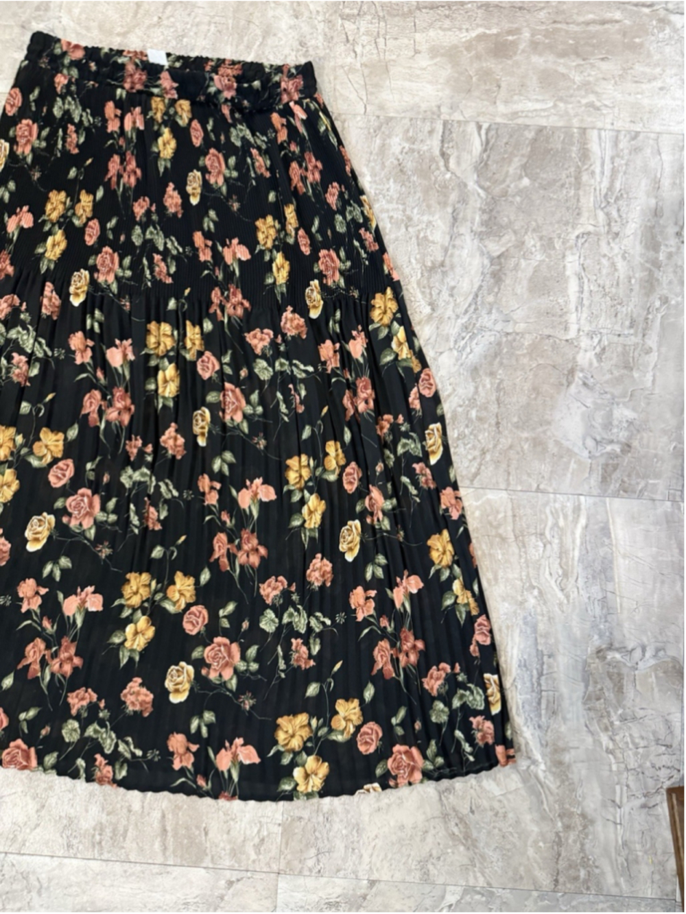 VTG 90s David Paul New York Rose Floral Pleated Maxi Skirt Whimsy Sz L USA